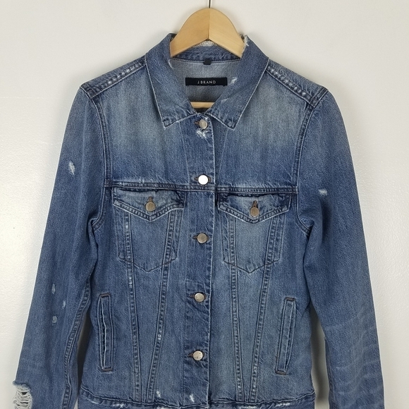 J Brand Jeans Darci Distressed Denim Jacket Sinful S/M - Picture 4 of 13